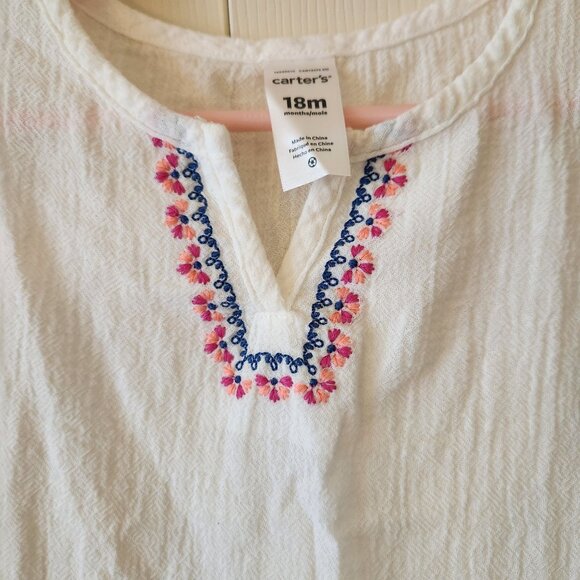 Carters Toddler Girl White Embroidered Swim Cover Up Top 18M Lightweight - Picture 2 of 6
